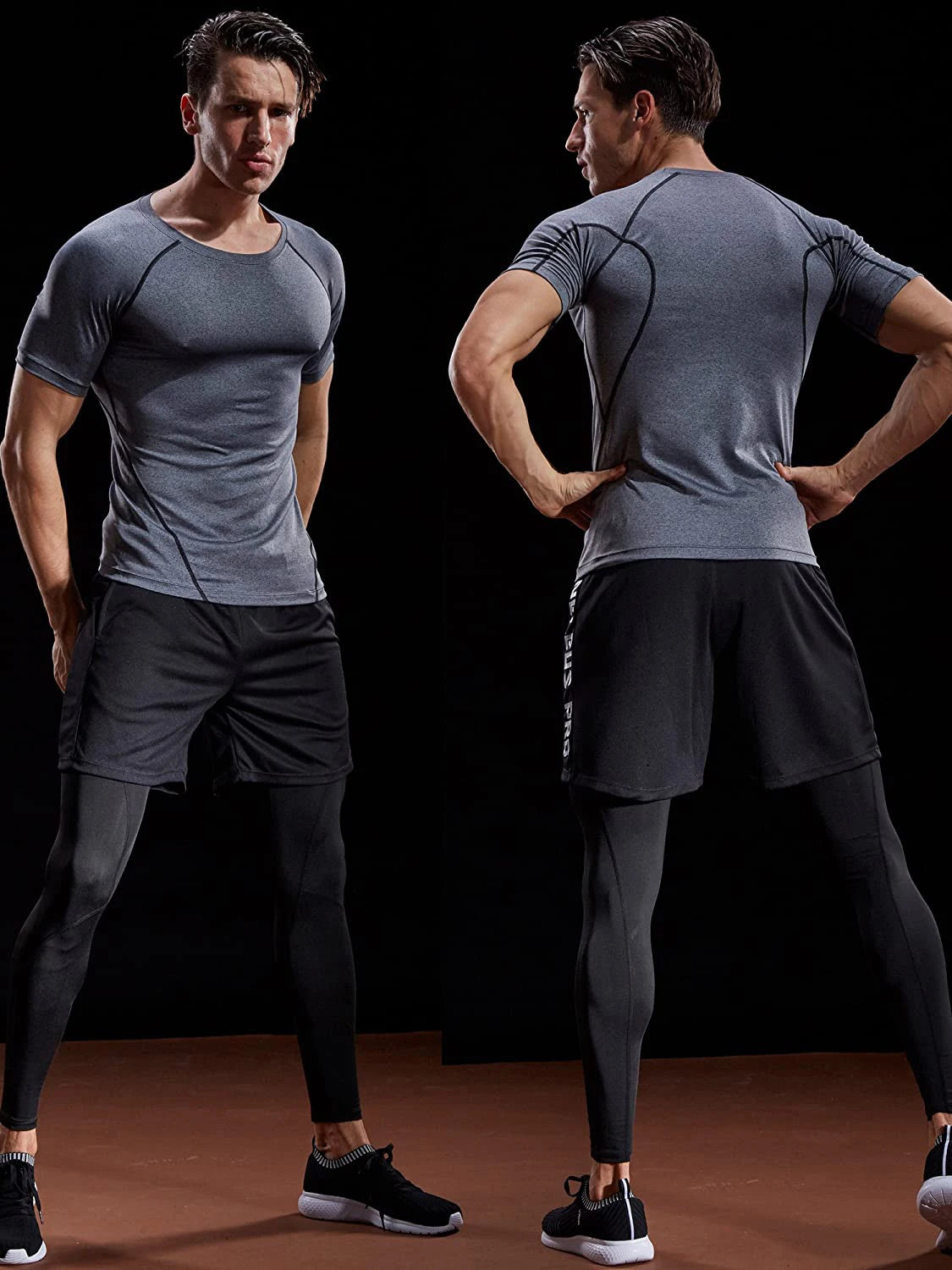 T-shirt Compressione Uomo - Sportiva Elastica Asciugatura Rapida