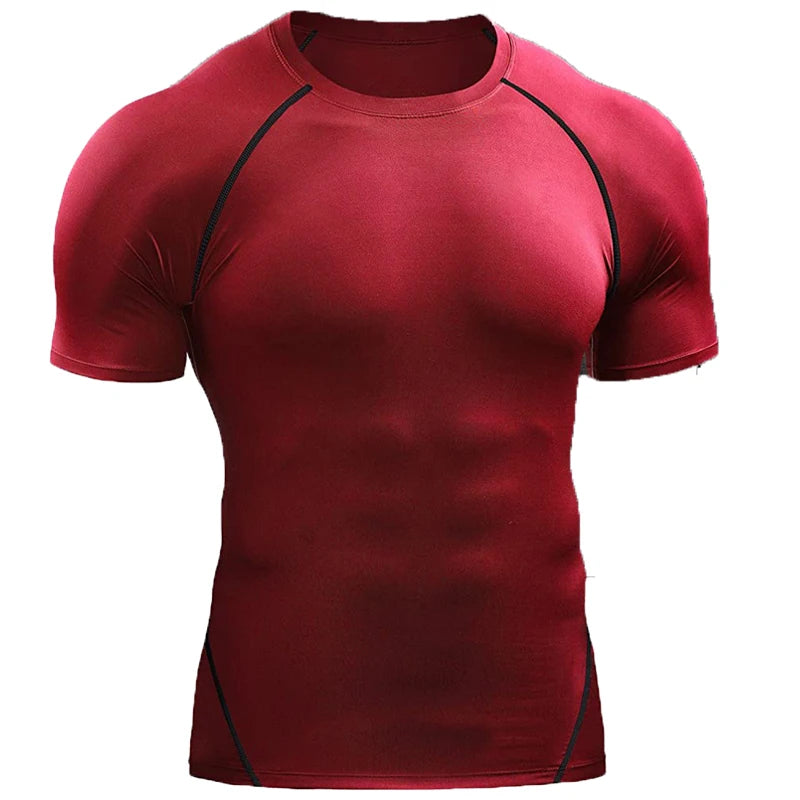 T-shirt Compressione Uomo - Sportiva Elastica Asciugatura Rapida
