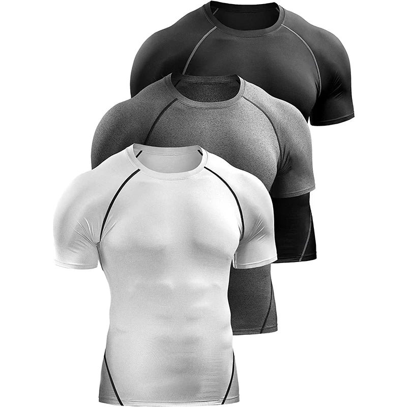 T-shirt Compressione Uomo - Sportiva Elastica Asciugatura Rapida