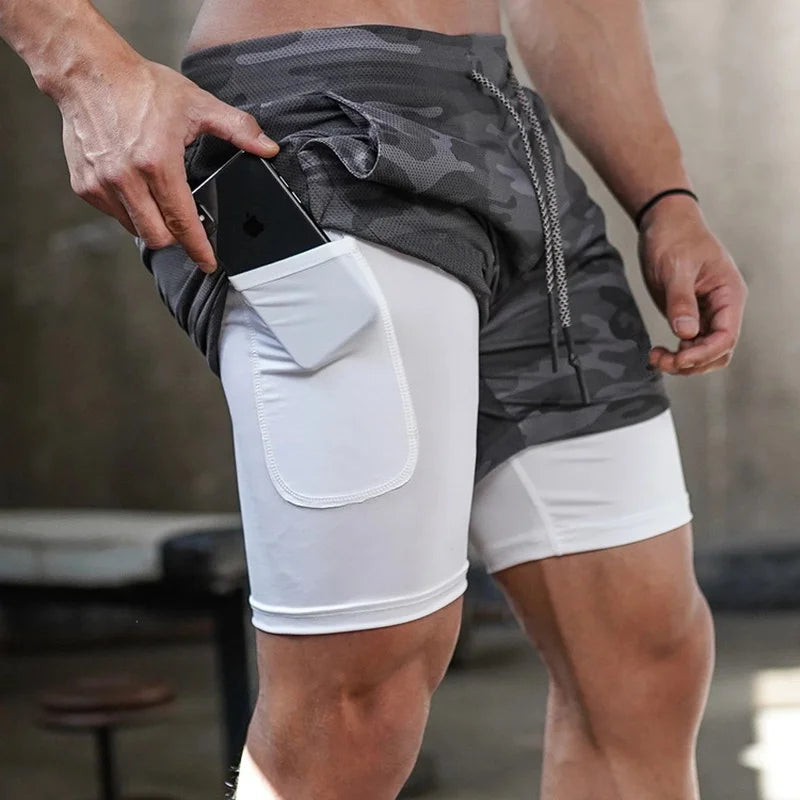 Pantaloncini Sportivi Uomo 2in1 - Corsa Palestra Asciugatura Rapida