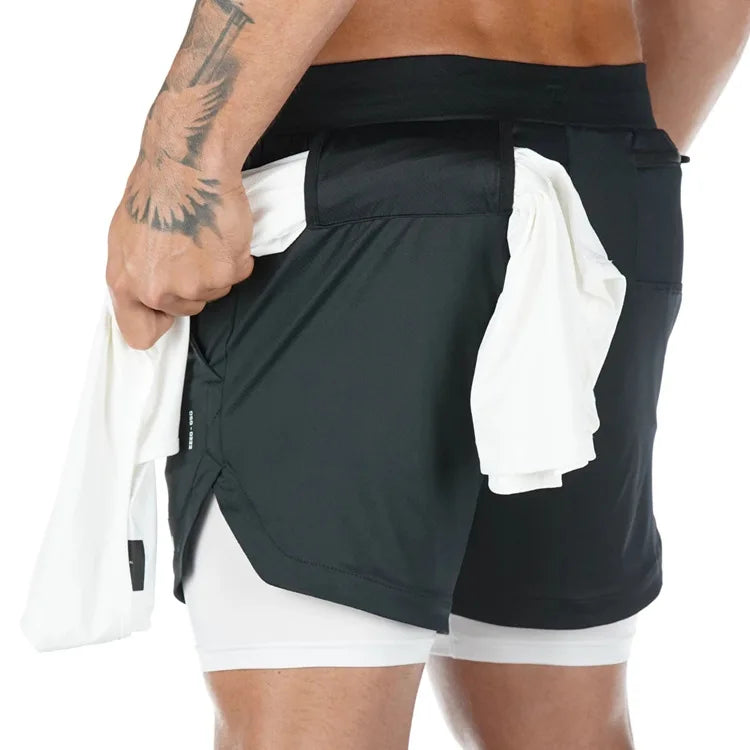 Pantaloncini Sportivi Uomo 2in1 - Corsa Palestra Asciugatura Rapida