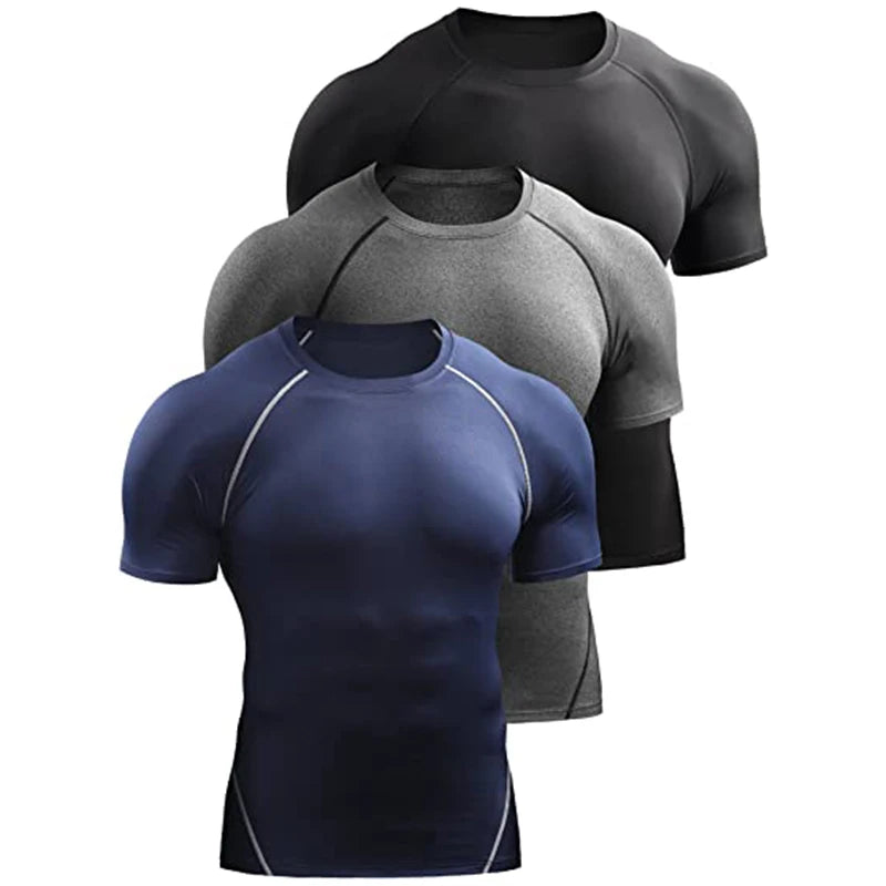 T-shirt Compressione Uomo - Sportiva Elastica Asciugatura Rapida