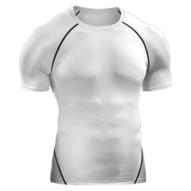 T-shirt Compressione Uomo - Sportiva Elastica Asciugatura Rapida